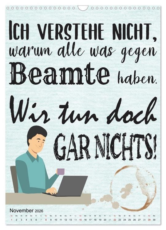 Produktbild: Beamten-Spr&uuml;che (Wandkalender 2026 DIN A3 hoch), CALVENDO Monatskalender