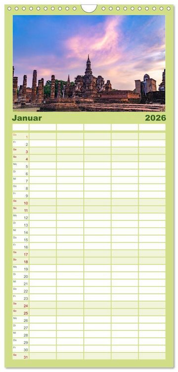 Produktbild: Familienplaner 2026 - Thailand - Welterbe Sukothai mit 5 Spalten (Wandkalender, 21 x 45 cm) CALVENDO