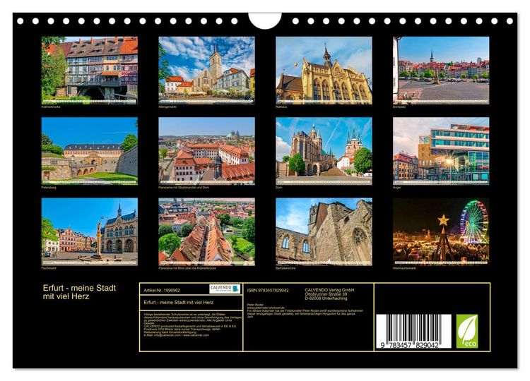 Produktbild: Erfurt - meine Stadt mit viel Herz (Wandkalender 2026 DIN A4 quer), CALVENDO Monatskalender