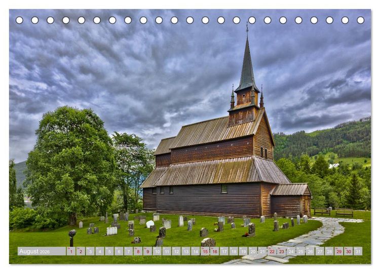 Produktbild: Norwegens Stabkirchen (Tischkalender 2026 DIN A5 quer), CALVENDO Monatskalender