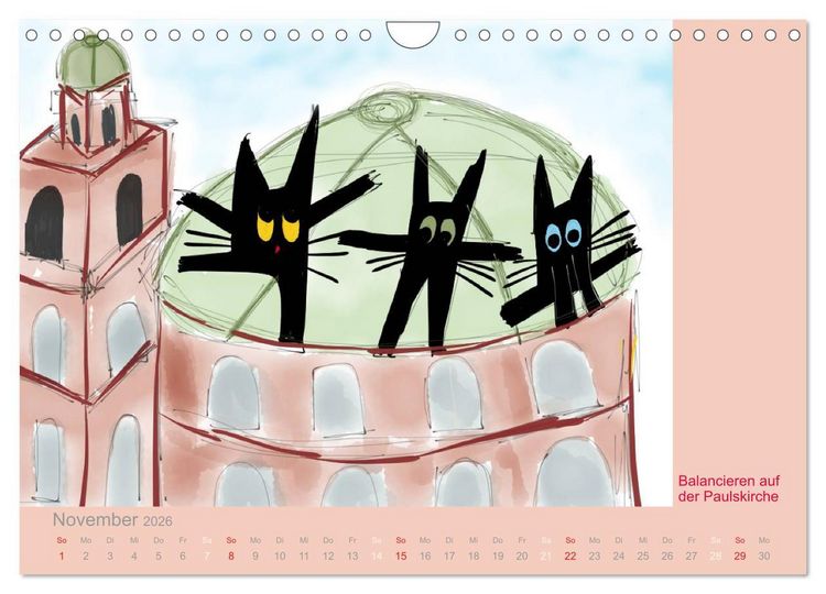 Produktbild: Frau Kami Katze entdeckt Frankfurt am Main (Wandkalender 2026 DIN A4 quer), CALVENDO Monatskalender