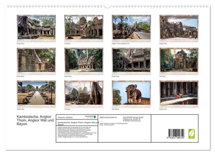 Produktbild: Kambodscha, Angkor Thom, Angkor Wat und Bayon (hochwertiger Premium Wandkalender 2026 DIN A2 quer), Kunstdruck in Hochglanz