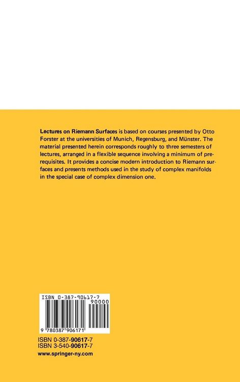 Produktbild: Lectures on Riemann Surfaces