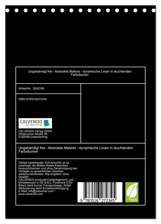 Produktbild: Ungeb&auml;ndigt frei - Abstrakte Malerei - dynamische Linien in leuchtenden Farbr&auml;umen (Tischkalender 2026 DIN A5 hoch), CALVENDO Monatskalender