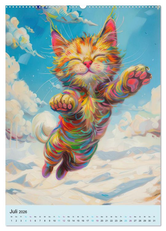 Produktbild: Katzen im expressionistischen Stil (hochwertiger Premium Wandkalender 2026 DIN A2 hoch), Kunstdruck in Hochglanz