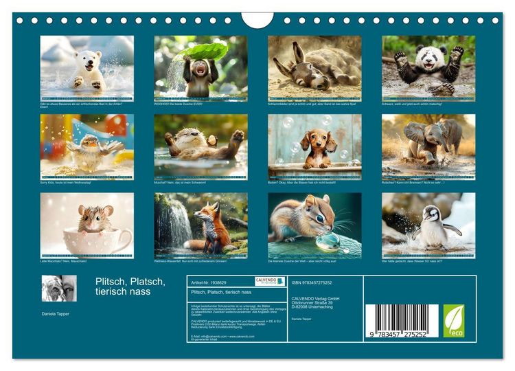 Produktbild: Plitsch, Platsch, tierisch nass (Wandkalender 2026 DIN A4 quer), CALVENDO Monatskalender