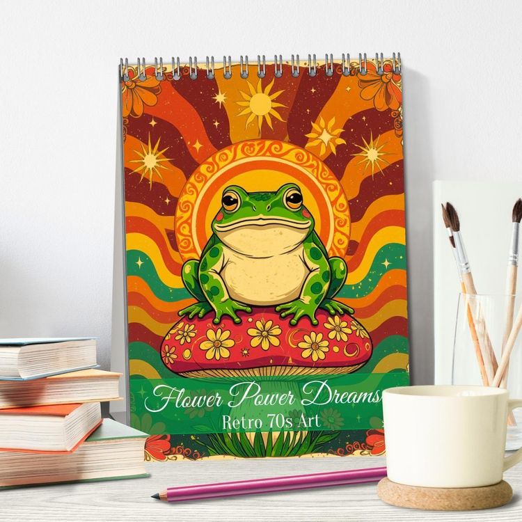 Produktbild: Flower Power Dreams - Retro 70s Art (Tischkalender 2026 DIN A5 hoch), CALVENDO Monatskalender
