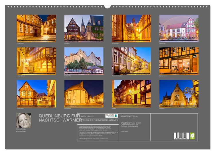 Produktbild: QUEDLINBURG F&Uuml;R NACHTSCHW&Auml;RMER (Wandkalender 2026 DIN A2 quer), CALVENDO Monatskalender