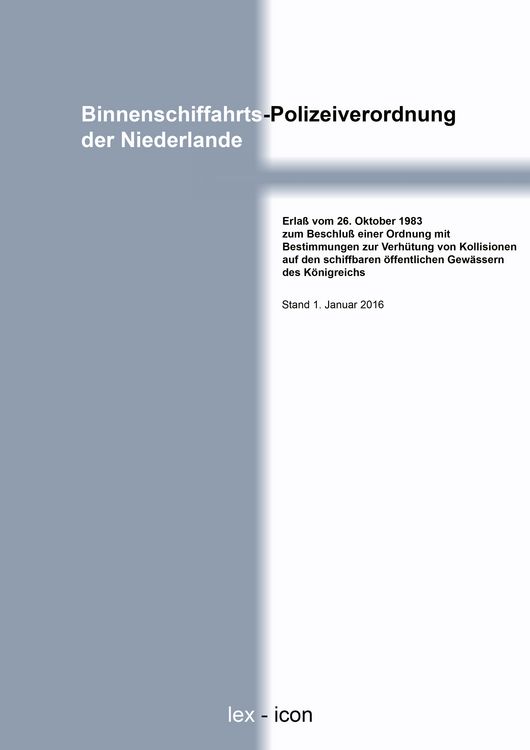 Produktbild: Binnenschiffahrts-Polizeiverordnung der Niederlande