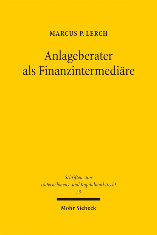 Produktbild: Anlageberater als Finanzintermedi&auml;re