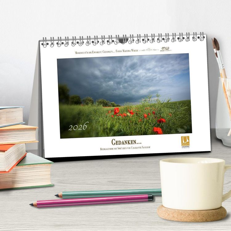 Produktbild: Gedanken... Bildkalender mit Spr&uuml;chen (Tischkalender 2026 DIN A5 quer), CALVENDO Monatskalender