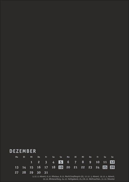 Produktbild: Premium-Bastelkalender schwarz A4 2027