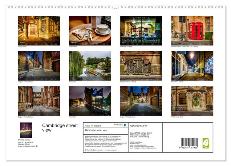 Produktbild: Cambridge street view (hochwertiger Premium Wandkalender 2026 DIN A2 quer), Kunstdruck in Hochglanz