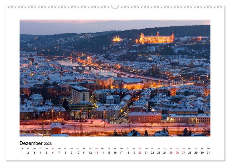 Produktbild: W&uuml;rzburg - Im Lauf der Jahreszeiten (hochwertiger Premium Wandkalender 2026 DIN A2 quer), Kunstdruck in Hochglanz
