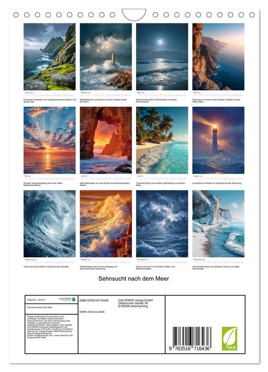 Produktbild: Sehnsucht nach dem Meer (Wandkalender 2026 DIN A4 hoch), CALVENDO Monatskalender