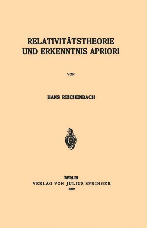Produktbild: Relativit&auml;tstheorie und Erkenntnis Apriori