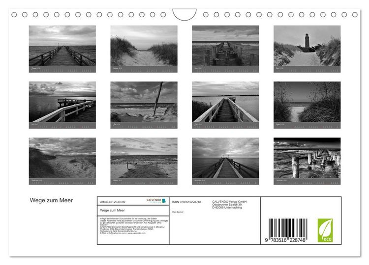 Produktbild: Wege zum Meer (Wandkalender 2026 DIN A4 quer), CALVENDO Monatskalender