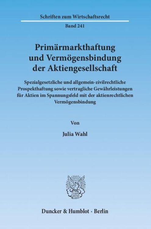 Produktbild: Primärmarkthaftung und Vermögensbindung der Aktiengesellschaft.