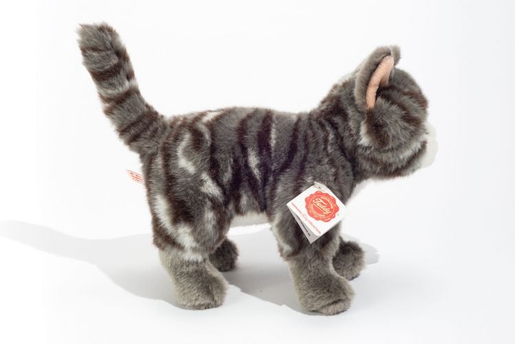 Produktbild: Teddy Hermann 91822 - Katze stehend, grau, 20 cm