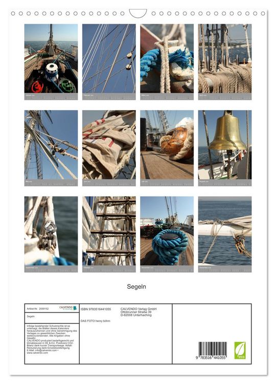 Produktbild: Segeln (Wandkalender 2026 DIN A3 hoch), CALVENDO Monatskalender