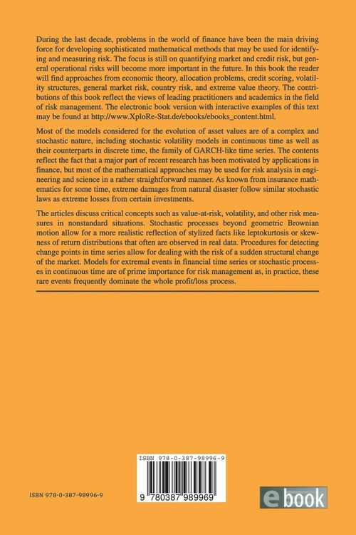 Produktbild: Measuring Risk in Complex Stochastic Systems