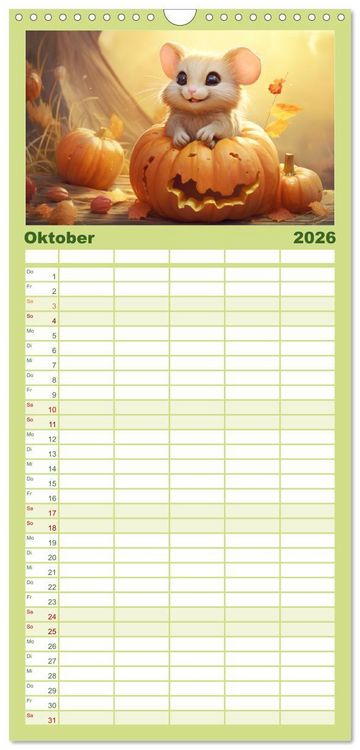 Produktbild: Familienplaner 2026 - Mausiges Spektakel. Zauberhafter Maus-Alltag mit 5 Spalten (Wandkalender, 21 x 45 cm) CALVENDO