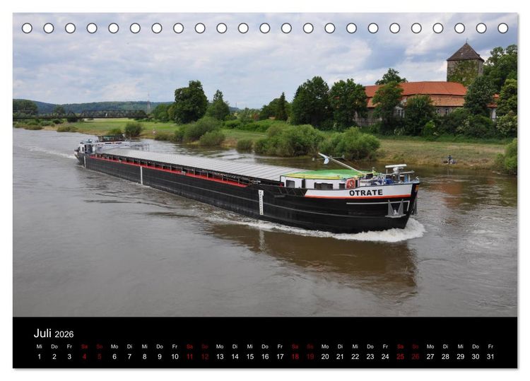 Produktbild: Schiffe auf der Oberweser (Tischkalender 2026 DIN A5 quer), CALVENDO Monatskalender