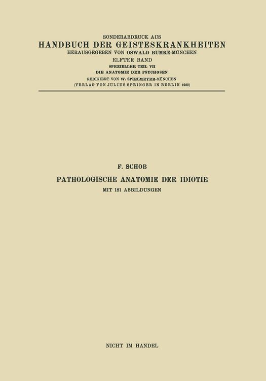 Produktbild: Pathologische Anatomie der Idiotie