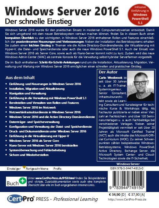 Produktbild: Windows Server 2016 - Der schnelle Einstieg