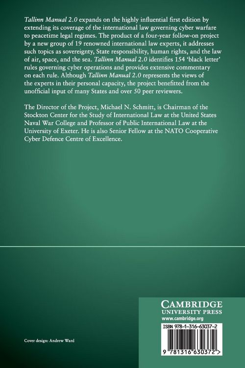 Produktbild: Tallinn Manual 2.0 on the International Law Applicable to Cyber Operations
