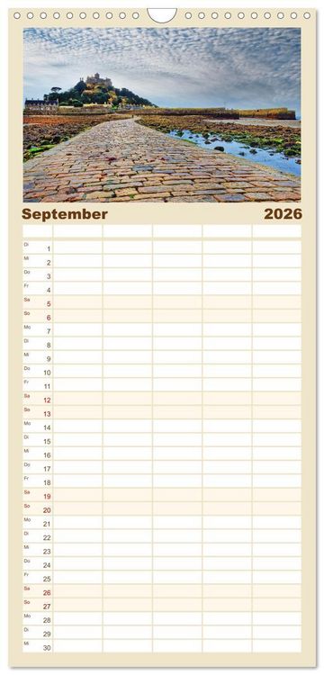 Produktbild: Familienplaner 2026 - Cornwall - Einzigartig mit 5 Spalten (Wandkalender, 21 x 45 cm) CALVENDO