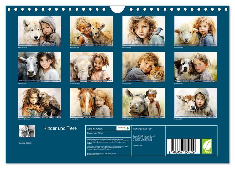 Produktbild: Kinder und Tiere (Wandkalender 2026 DIN A4 quer), CALVENDO Monatskalender