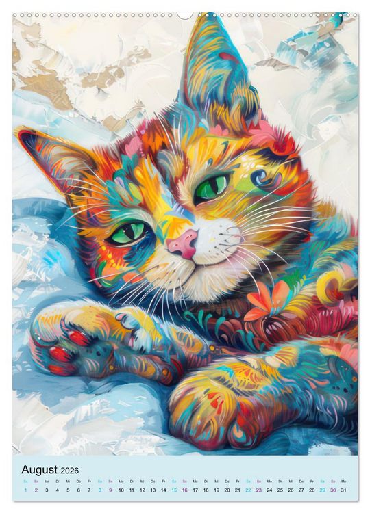 Produktbild: Katzen im expressionistischen Stil (hochwertiger Premium Wandkalender 2026 DIN A2 hoch), Kunstdruck in Hochglanz