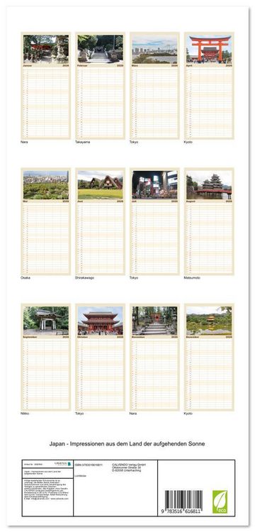 Produktbild: Familienplaner 2026 - Japan - Impressionen aus dem Land der aufgehenden Sonne mit 5 Spalten (Wandkalender, 21 x 45 cm) CALVENDO