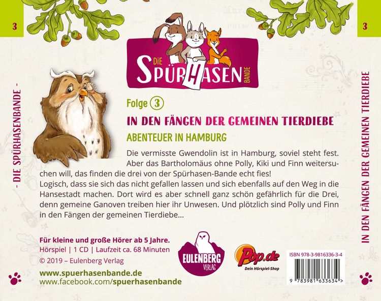Produktbild: Die Sp&uuml;rhasen-Bande - Folge 3: In den F&auml;ngen der gemeinen Tierdiebe