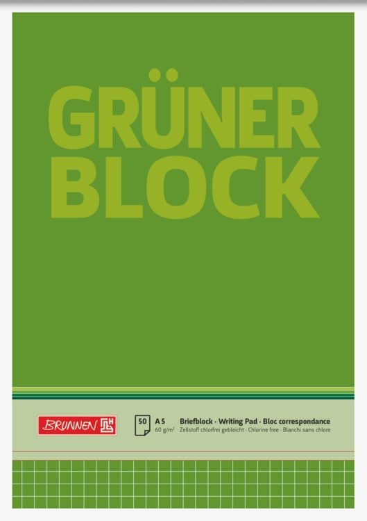 Produktbild: Brunnen Briefblock A5 60g Gr&uuml;n kariert