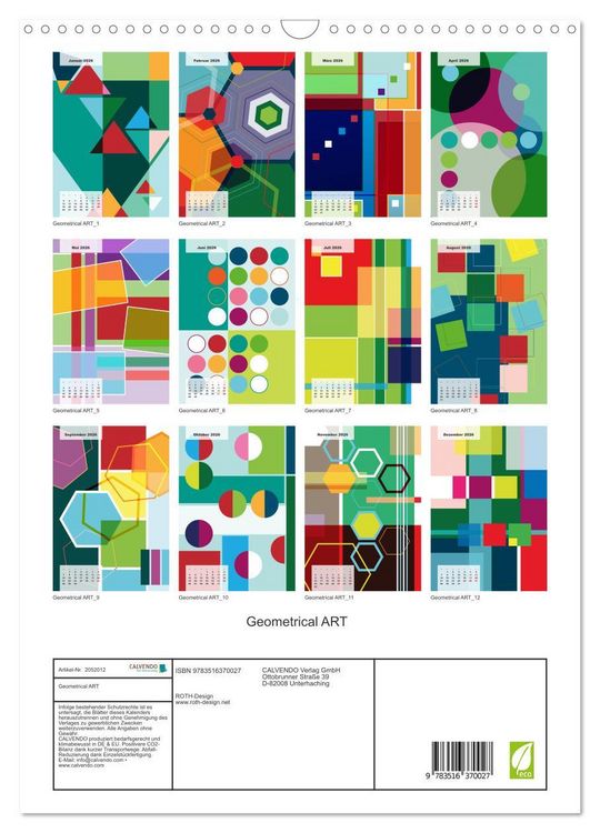 Produktbild: Geometrical ART (Wandkalender 2026 DIN A3 hoch), CALVENDO Monatskalender