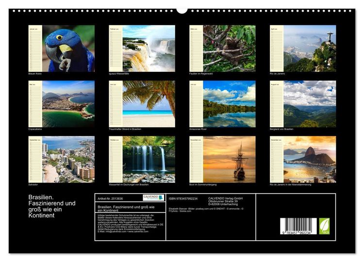Produktbild: Brasilien. Faszinierend und gro&szlig; wie ein Kontinent (hochwertiger Premium Wandkalender 2026 DIN A2 quer), Kunstdruck in Hochglanz