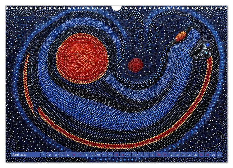 Produktbild: Traumzeit - KI-generierte Aborigine-Kunst aus dem Herzen Australiens (Wandkalender 2026 DIN A3 quer), CALVENDO Monatskalender