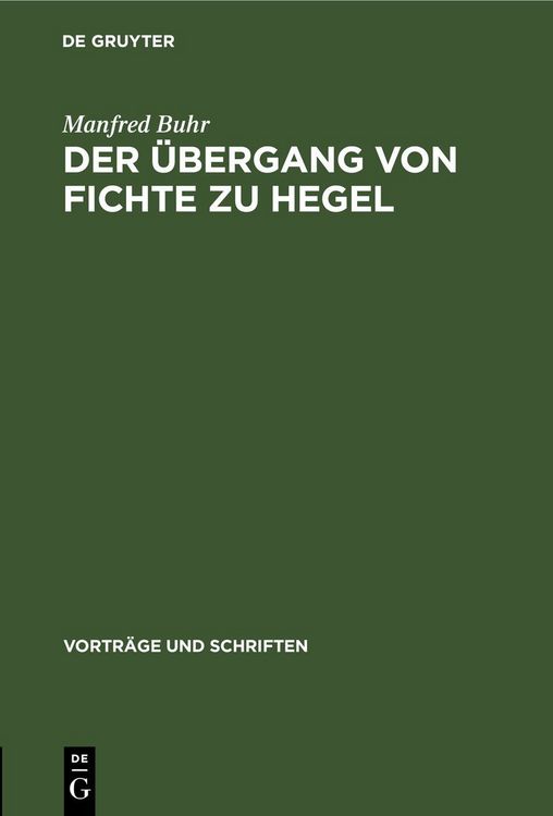 Produktbild: Der &Uuml;bergang von Fichte zu Hegel
