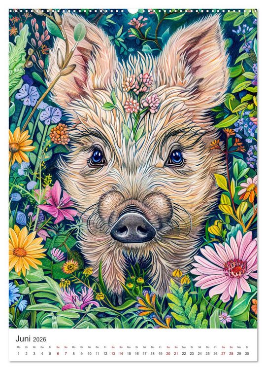 Produktbild: Tierkinder - Niedliche illustrierte Wildtiere in Wald und Flur (hochwertiger Premium Wandkalender 2026 DIN A2 hoch), Kunstdruck in Hochglanz