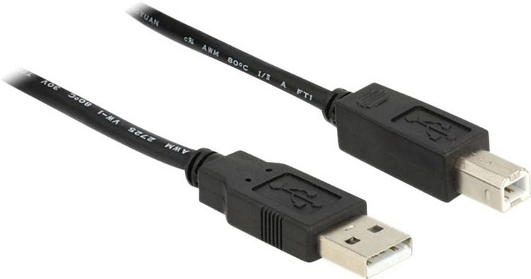 Produktbild: Delock USB-Kabel USB 2.0 USB-A Stecker, USB-B Stecker 20.00m Schwarz UL-zertifiziert 83557