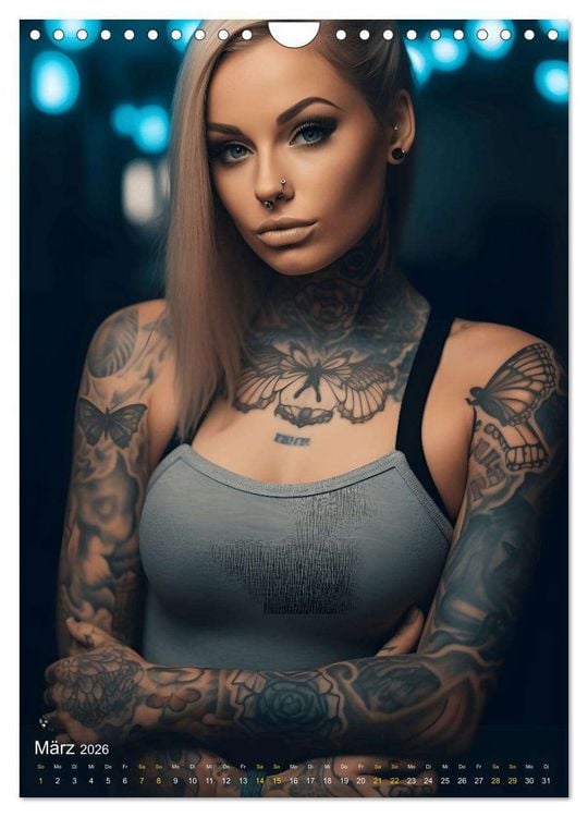Produktbild: Tattoo Sch&ouml;nheiten - zw&ouml;lf Monate, zw&ouml;lf Frauen und jede Menge Tattoos (Wandkalender 2026 DIN A4 hoch), CALVENDO Monatskalender