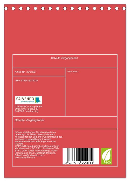 Produktbild: Stilvolle Vergangenheit (Tischkalender 2026 DIN A5 hoch), CALVENDO Monatskalender