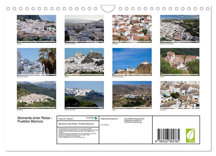Produktbild: Momente einer Reise - Pueblos Blancos (Wandkalender 2027 DIN A4 quer), CALVENDO Monatskalender