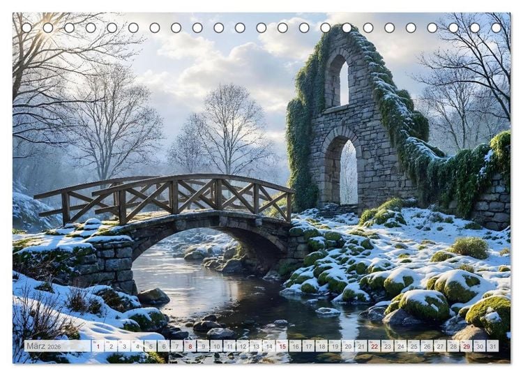 Produktbild: Fl&uuml;stern der Verg&auml;nglichkeit - Gothic Dark Nature Landschaften (Tischkalender 2026 DIN A5 quer), CALVENDO Monatskalender
