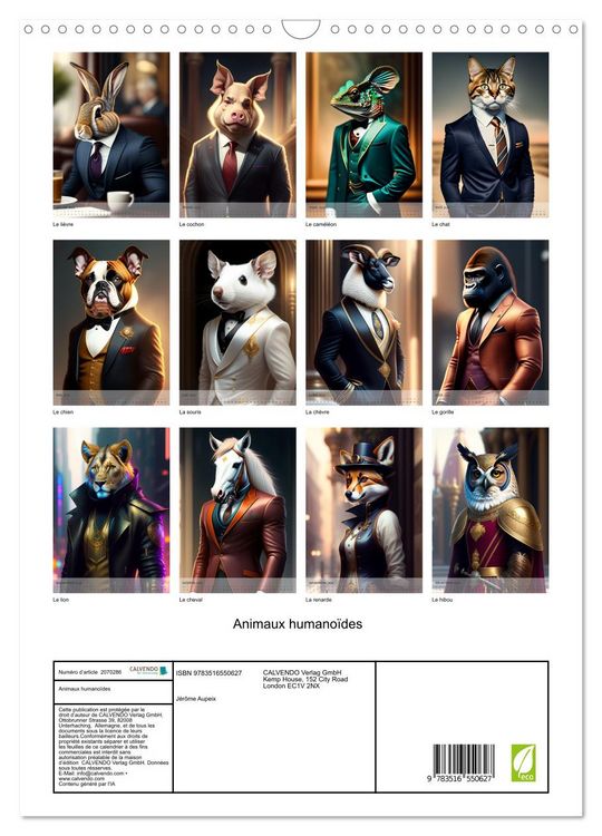 Produktbild: Animaux humano&iuml;des (Calendrier mural 2026 DIN A3 horizontal), CALVENDO calendrier mensuel