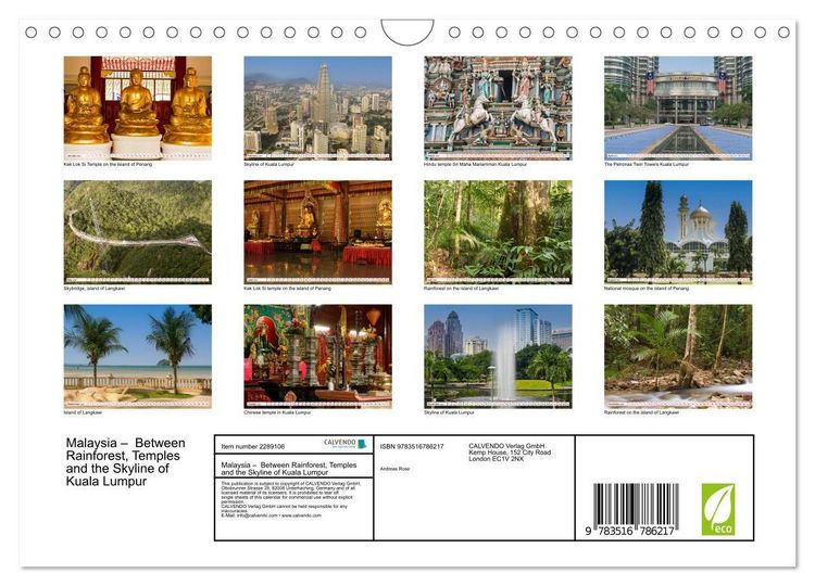 Produktbild: Malaysia &ndash; Between Rainforest, Temples and the Skyline of Kuala Lumpur (Wall Calendar 2027 DIN A4 landscape), CALVENDO 12 Month Wall Calendar