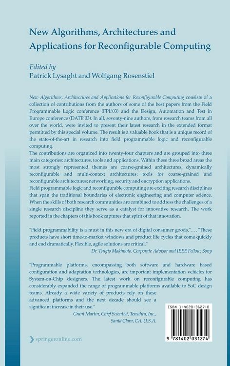 Produktbild: New Algorithms, Architectures and Applications for Reconfigurable Computing