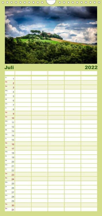 Produktbild: Familienplaner Toskana - sp&uuml;r den Sommer (Wandkalender 2022 , 21 cm x 45 cm, hoch)
